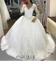 Luxury Wedding Dress Ball Gown Fluffy Long Sleeve Lace Beading Appliques New Design Bridal Dress