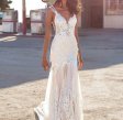 V-Neck Mermaid Wedding Dresses With Long Train Lace Appliques Satin Elegant Bride Gown Custom Made Robe De Mariee Customize