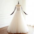 Custom Made A-line Long Sleeve Tulle Lace Sequins Beaded Elegant Simple Wedding Dresses Wedding Gown