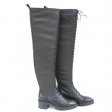 High End Ladies Long Winter Sheep Skin Knee High Boots with Low Heels