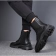 Men's Winter Boots Genuine Calfskin Leather High Top Cowboy Boots Buckle Monk Strap Lace Up Shoes For Men