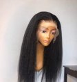 Kinky Straight Wig vendors brazilian hair afro glueless wigs virgin human hair lace front Lace Frontal Wig for Black Women