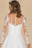 Women's Gorgeous Bridal Lace Gown Dress A line Silhouette V Neckline Over Nude Tulle Sheer Long Sleeves