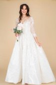 Women's Gorgeous A line Slit Bridal Haute Couture Fit & Flare Ball Gown Sweetheart V Neckline